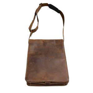 VISCONTI Vintage Jasper Portrait Leather Messenger Bag Brown